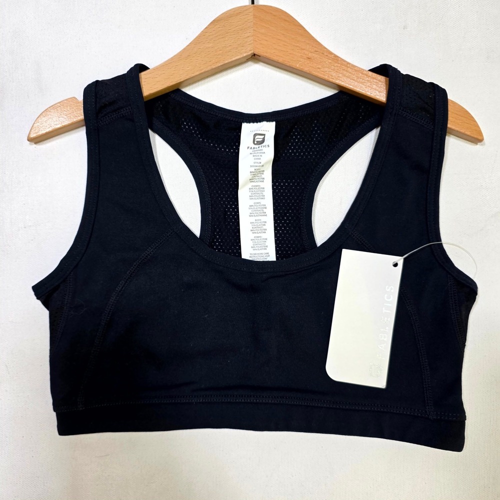 Fabletics Doon Sports Bra Womens XS Black Mesh Racerback Activewear 393096-01-XS